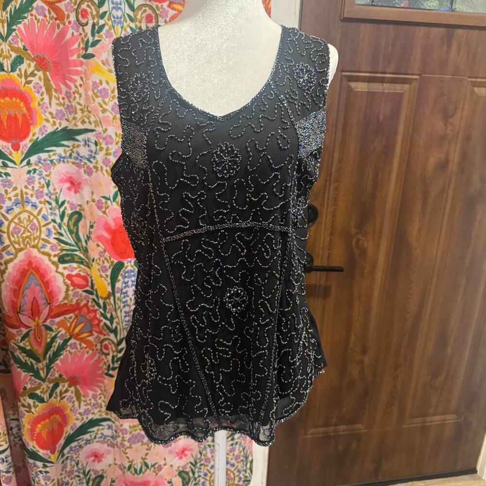 Black Rainbow Beaded Top L/XL Whimsygoth Fairycore Festival